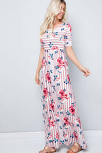 Mauve Stripe Floral Maxi Dress