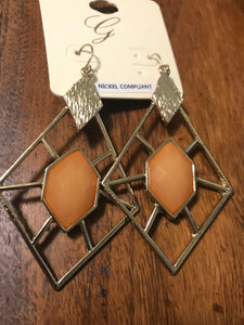 Peach Diamond Jewel Earrings
