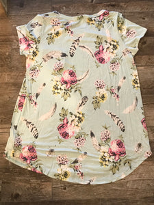 Floral & Feather Top