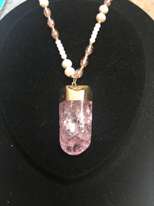 Pink Pendant Beaded Necklace