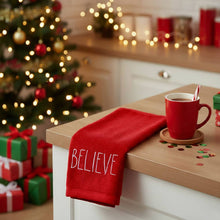 BELIEVE Embroidered Festive Holiday Hand Towel
