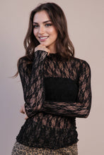 High Neck Fitted Lace Knit Top