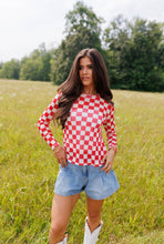 Red Checkerboard Mesh Top