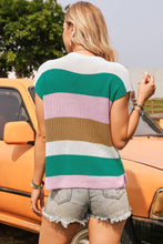 Fashion-W Color Block Notch V Neck Sweater T Shirt*S-4X