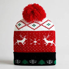 Snowflake Christmas Tree Pattern Pom Pom Winter Beanie Hat