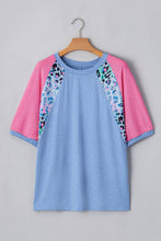 Leopard Print Patch Colorblock Plus Size T Shirt