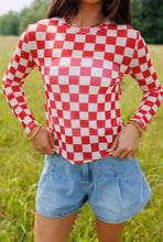 Red Checkerboard Mesh Top