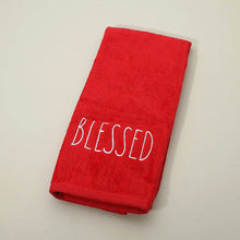 BLESSED Embroidered Festive Holiday Hand Towel