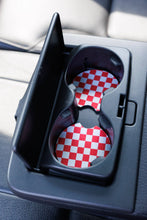 Red & White Checkerboard Car Coasters 2-Pack