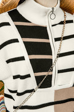 Colorblock Quarter Zip Collar Sweater