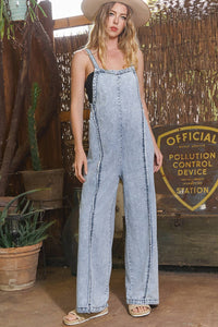 Western Fall Frayed Denim Overall