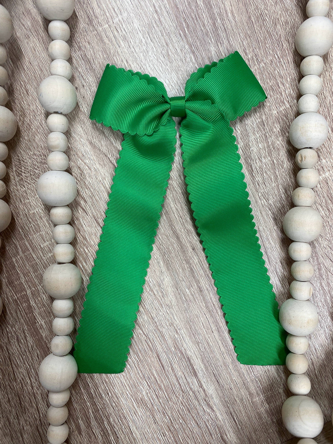 Scalloped Long Tail Bow with Alligator Clip