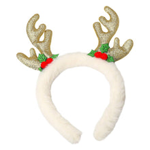 Sparkling Reindeer Antler Accent Plush Fur Headband