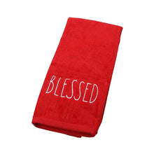 BLESSED Embroidered Festive Holiday Hand Towel