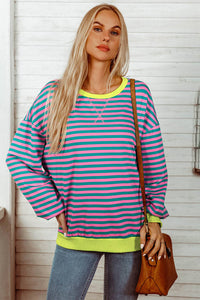 Stripe Oversized Contrast Pullover