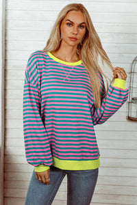 Stripe Oversized Contrast Pullover