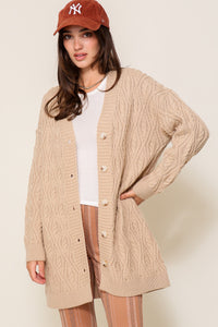 Long Cable Knit Cardigan