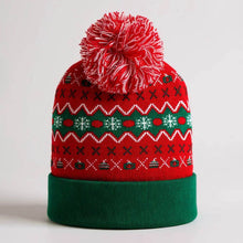 Snowflake Christmas Tree Pattern Pom Pom Winter Beanie Hat