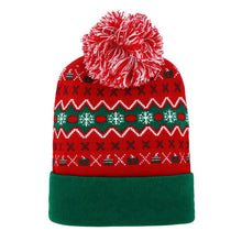 Snowflake Christmas Tree Pattern Pom Pom Winter Beanie Hat