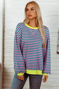 Stripe Oversized Contrast Pullover