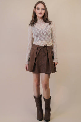 High Neck Fitted Lace Knit Top