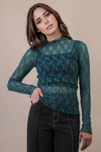 High Neck Fitted Lace Knit Top