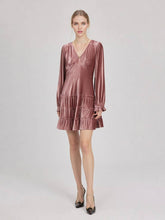V-neck Textured Velvet Holiday Dress