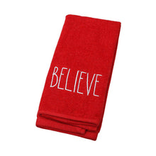 BELIEVE Embroidered Festive Holiday Hand Towel