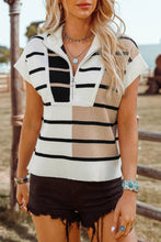 Colorblock Quarter Zip Collar Sweater