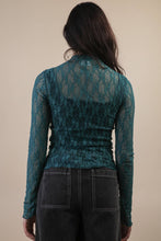 High Neck Fitted Lace Knit Top