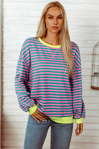 Stripe Oversized Contrast Pullover