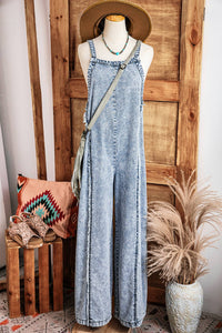 Western Fall Frayed Denim Overall