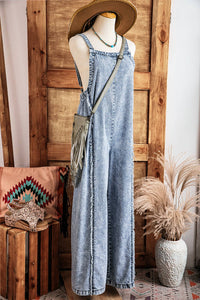 Western Fall Frayed Denim Overall