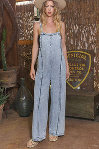 Western Fall Frayed Denim Overall