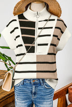 Colorblock Quarter Zip Collar Sweater