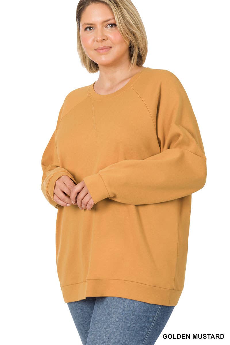 Vanilla Monkey - ON SALE Plus Size Cotton Raglan Sleeve Round Neck Pullover