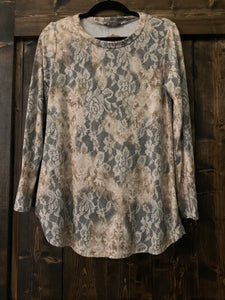 Taupe Floral Lace Top