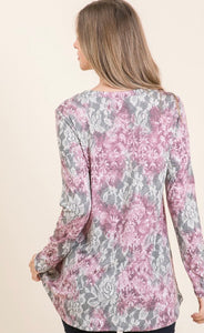 Taupe Floral Lace Top
