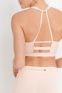Knotted Peach Outline Racerback Sports Bra