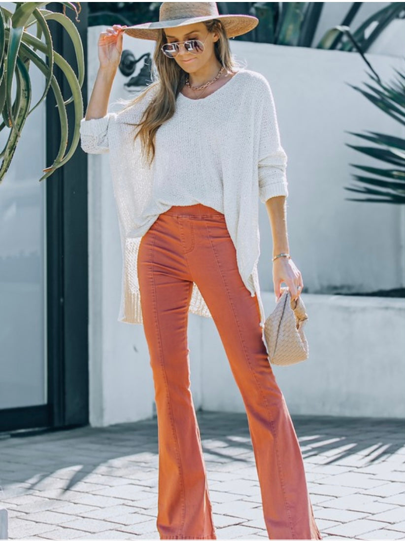 Burnt Orange Super Flare Pants – Just Enough Glam