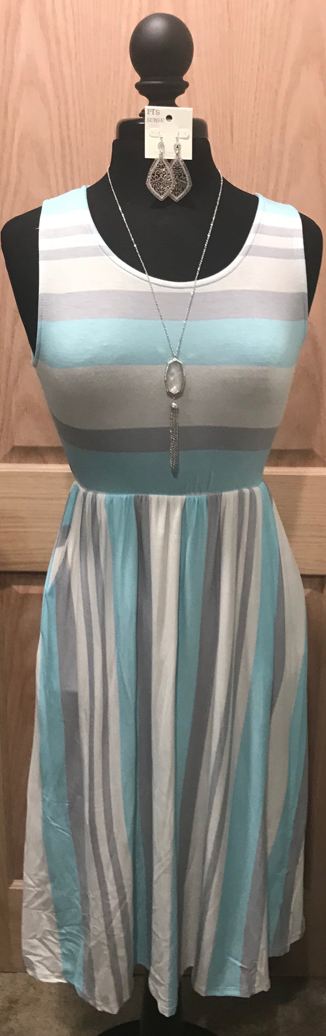 Horizontal & Vertical Striped Dress Just Enough Glam Horizontal & Vertical Striped Dress Just Enough Glam