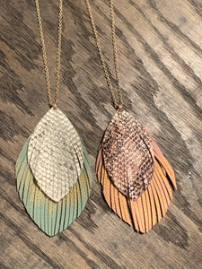 Double Layer Feather Pendant