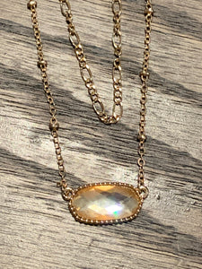 Charming Oval Faux Stone Double Necklace